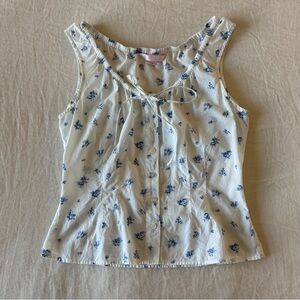 Victoria’s Secret Floral Tank Top Button Down Shirt Blouse M Sleeveless